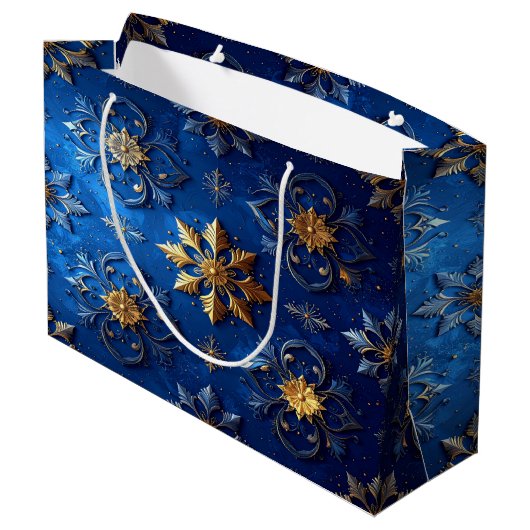 Blue Decorative Holiday Gift Bag Groot Cadeauzakje (Achterkant Gekanteld)
