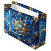 Blue Decorative Holiday Gift Bag Groot Cadeauzakje (Voorkant Gekanteld)