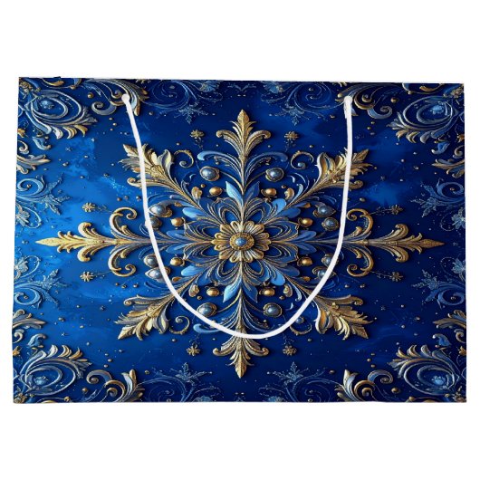 Blue Decorative Holiday Gift Bag Groot Cadeauzakje (Achterkant)