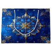 Blue Decorative Holiday Gift Bag Groot Cadeauzakje (Voorkant)