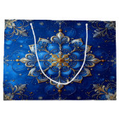 Blue Decorative Holiday Gift Bag Groot Cadeauzakje (Achterkant)