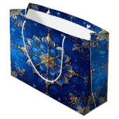 Blue Decorative Holiday Gift Bag Groot Cadeauzakje (Achterkant Gekanteld)
