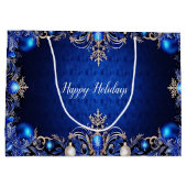 Blue Decorative Holiday Gift Bag Groot Cadeauzakje (Achterkant)