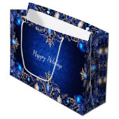 Blue Decorative Holiday Gift Bag Groot Cadeauzakje (Voorkant Gekanteld)