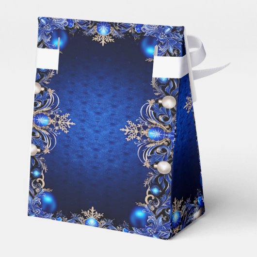 Blue Decorative Holiday Gift Box Bedankdoosjes (Achterkant)