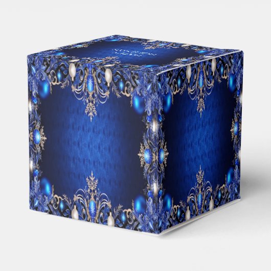 Blue Decorative Holiday Gift Box Bedankdoosjes (Achterkant)