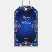 Blue Decorative Holiday Gift Label Cadeaulabel (Voorkant)
