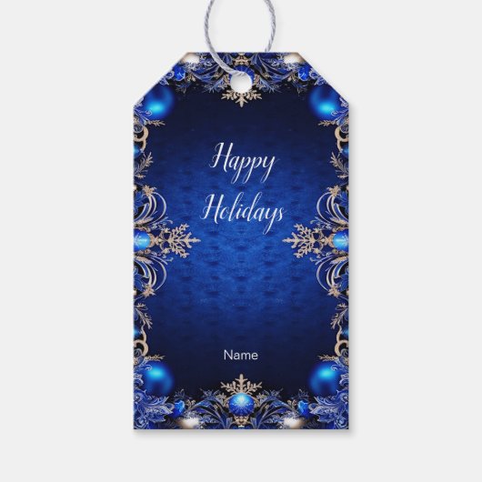 Blue Decorative Holiday Gift Label Cadeaulabel (Voorkant)