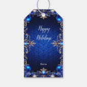 Blue Decorative Holiday Gift Label Cadeaulabel (Achterkant)