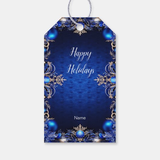 Blue Decorative Holiday Gift Label Cadeaulabel (Achterkant)