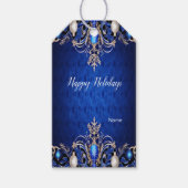 Blue Decorative Holiday Gift Label Cadeaulabel (Voorkant)