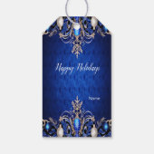 Blue Decorative Holiday Gift Label Cadeaulabel (Achterkant)