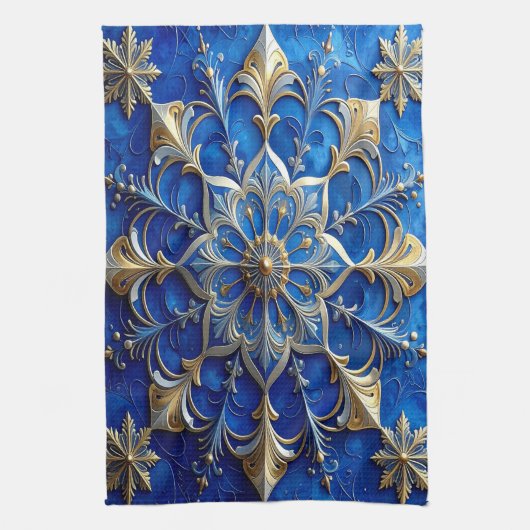 Blue Decorative Holiday Kitchen Towel Theedoek (Verticaal)