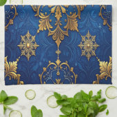 Blue Decorative Holiday Kitchen Towel Theedoek (Gevouwen)