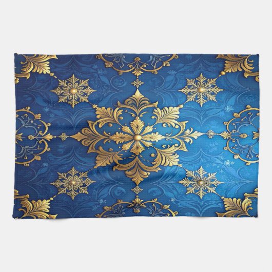 Blue Decorative Holiday Kitchen Towel Theedoek (Horizontaal)