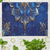 Blue Decorative Holiday Kitchen Towel Theedoek (Gevouwen)