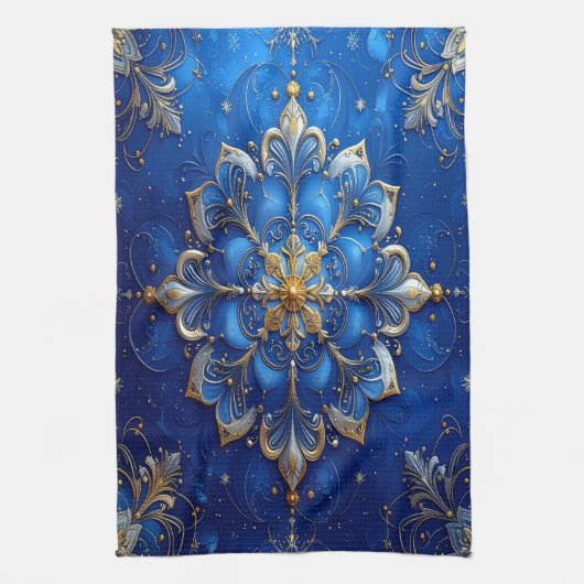 Blue Decorative Holiday Kitchen Towel Theedoek (Verticaal)