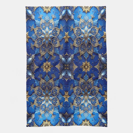 Blue Decorative Holiday Kitchen Towel Theedoek (Verticaal)