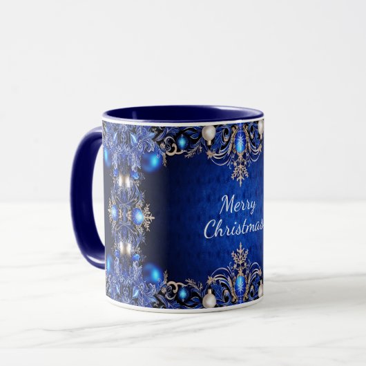 Blue Decorative Holiday Mok (Voorkant links)