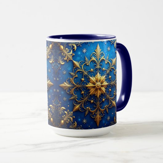 Blue Decorative Holiday Mug Mok (Voorkant rechts)