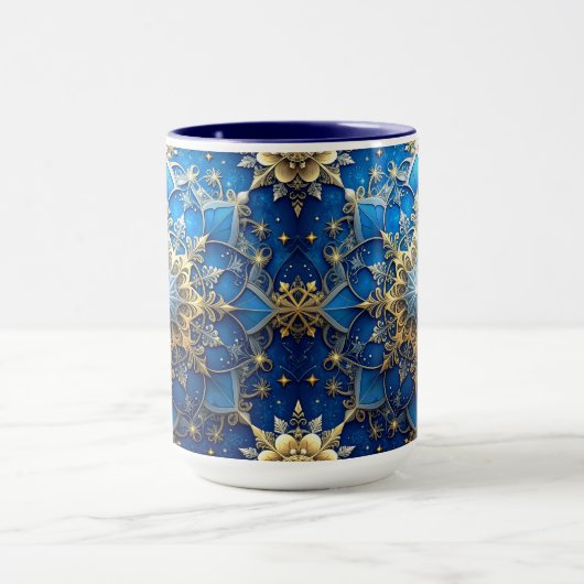 Blue Decorative Holiday Mug Mok (Midden)