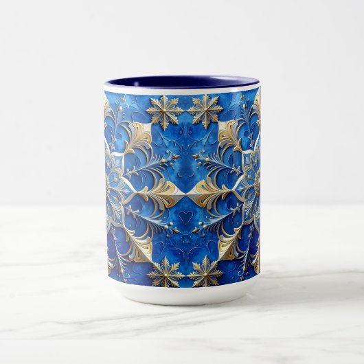 Blue Decorative Holiday Mug Mok (Midden)