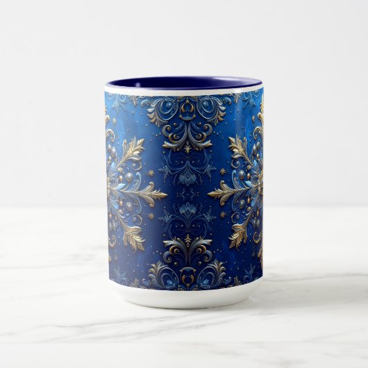 Blue Decorative Holiday Mug Mok (Midden)