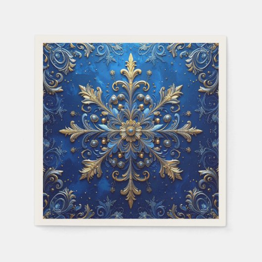 Blue Decorative Holiday Napkin Servet (Voorkant)
