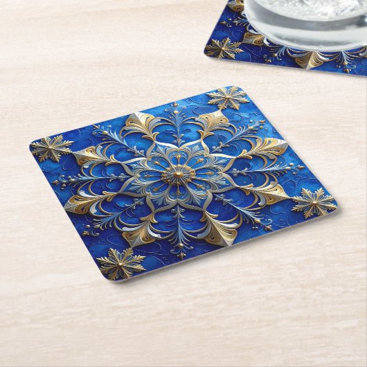 Blue Decorative Holiday Paper Coaster Kartonnen Onderzetters (Schuin)