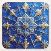 Blue Decorative Holiday Paper Coaster Kartonnen Onderzetters (Voorkant)