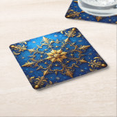 Blue Decorative Holiday Paper Coaster Kartonnen Onderzetters (Schuin)