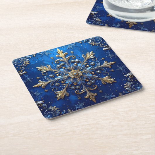 Blue Decorative Holiday Paper Coaster Kartonnen Onderzetters (Schuin)
