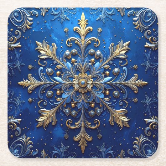 Blue Decorative Holiday Paper Coaster Kartonnen Onderzetters (Voorkant)