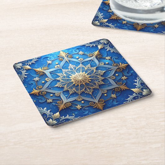 Blue Decorative Holiday Paper Coaster Kartonnen Onderzetters (Schuin)