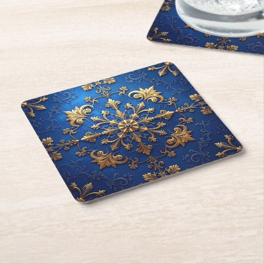 Blue Decorative Holiday Paper Coaster Kartonnen Onderzetters (Schuin)