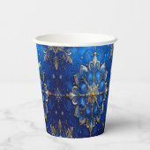 Blue Decorative Holiday Paper Cups Papieren Bekers (Achterkant)