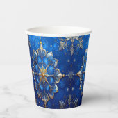 Blue Decorative Holiday Paper Cups Papieren Bekers (Voorkant)