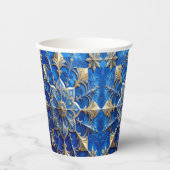 Blue Decorative Holiday Paper Cups Papieren Bekers (Voorkant)