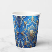 Blue Decorative Holiday Paper Cups Papieren Bekers (Achterkant)