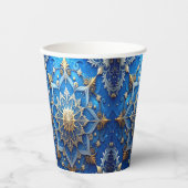 Blue Decorative Holiday Paper Cups Papieren Bekers (Voorkant)