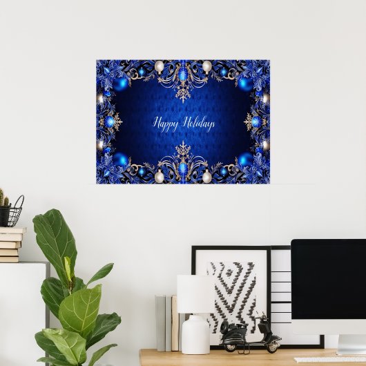 Blue Decorative Holiday Poster (Thuiskantoor)