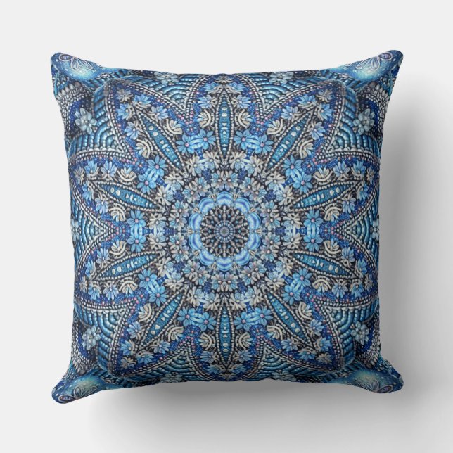 Blue Decorative Holiday Sierkussen (Achterkant)