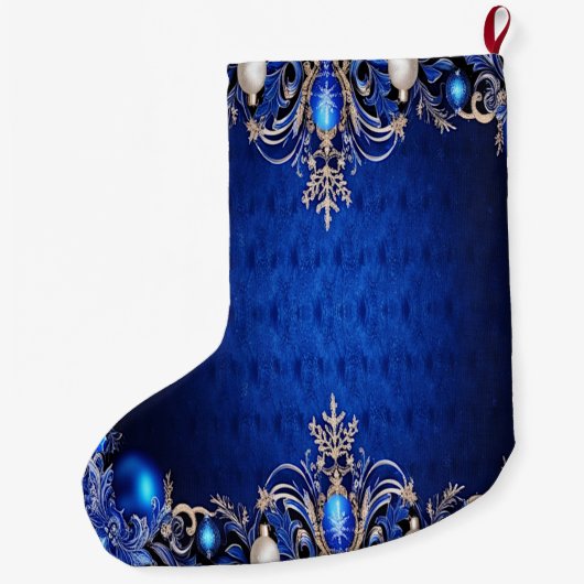 Blue Decorative Holiday Stocking Grote Kerstsok (Achterkant)