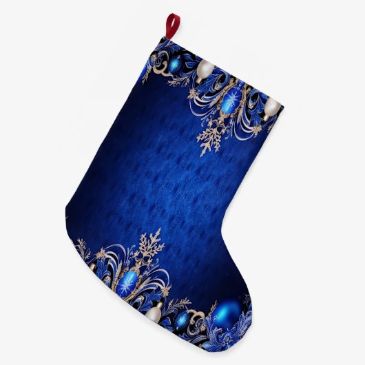 Blue Decorative Holiday Stocking Grote Kerstsok (Voorkant (Hangend))