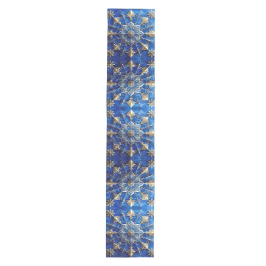 Blue Decorative Holiday Table Runner Medium Tafelloper (Voorkant)