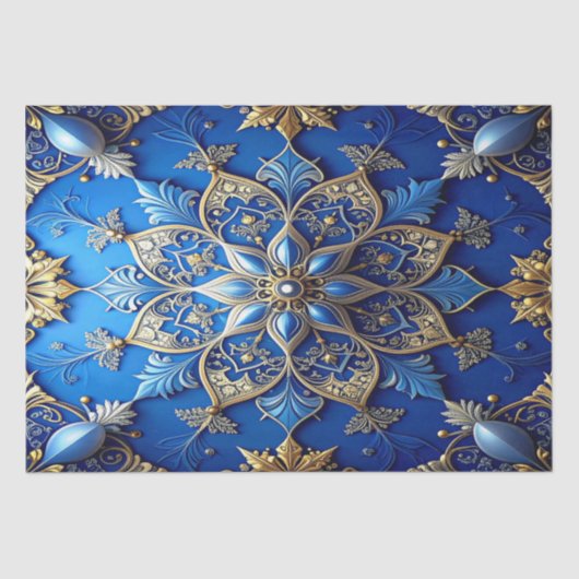 Blue Decorative Holiday Tissue Paper Tissuepapier (Voorkant)