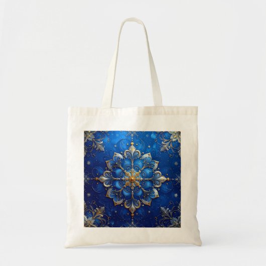 Blue Decorative Holiday Tote Bag (Voorkant)