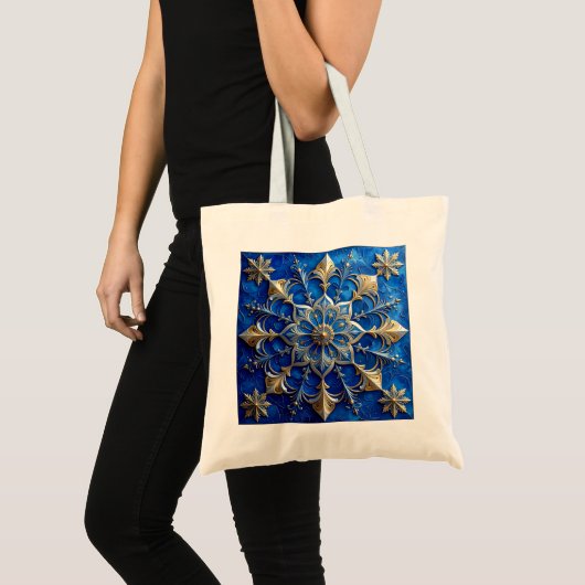 Blue Decorative Holiday Tote Bag (Voorkant (product))