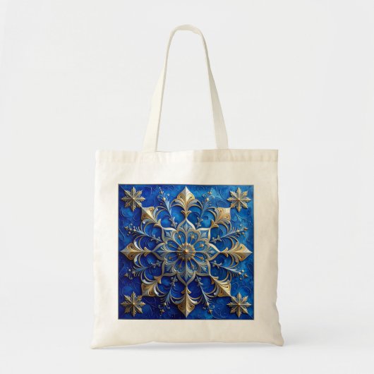 Blue Decorative Holiday Tote Bag (Voorkant)