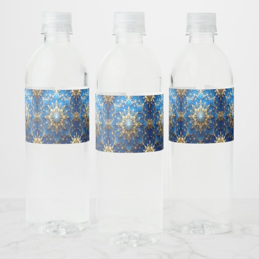 Blue Decorative Holiday Waterfles Etiket (Flessen)